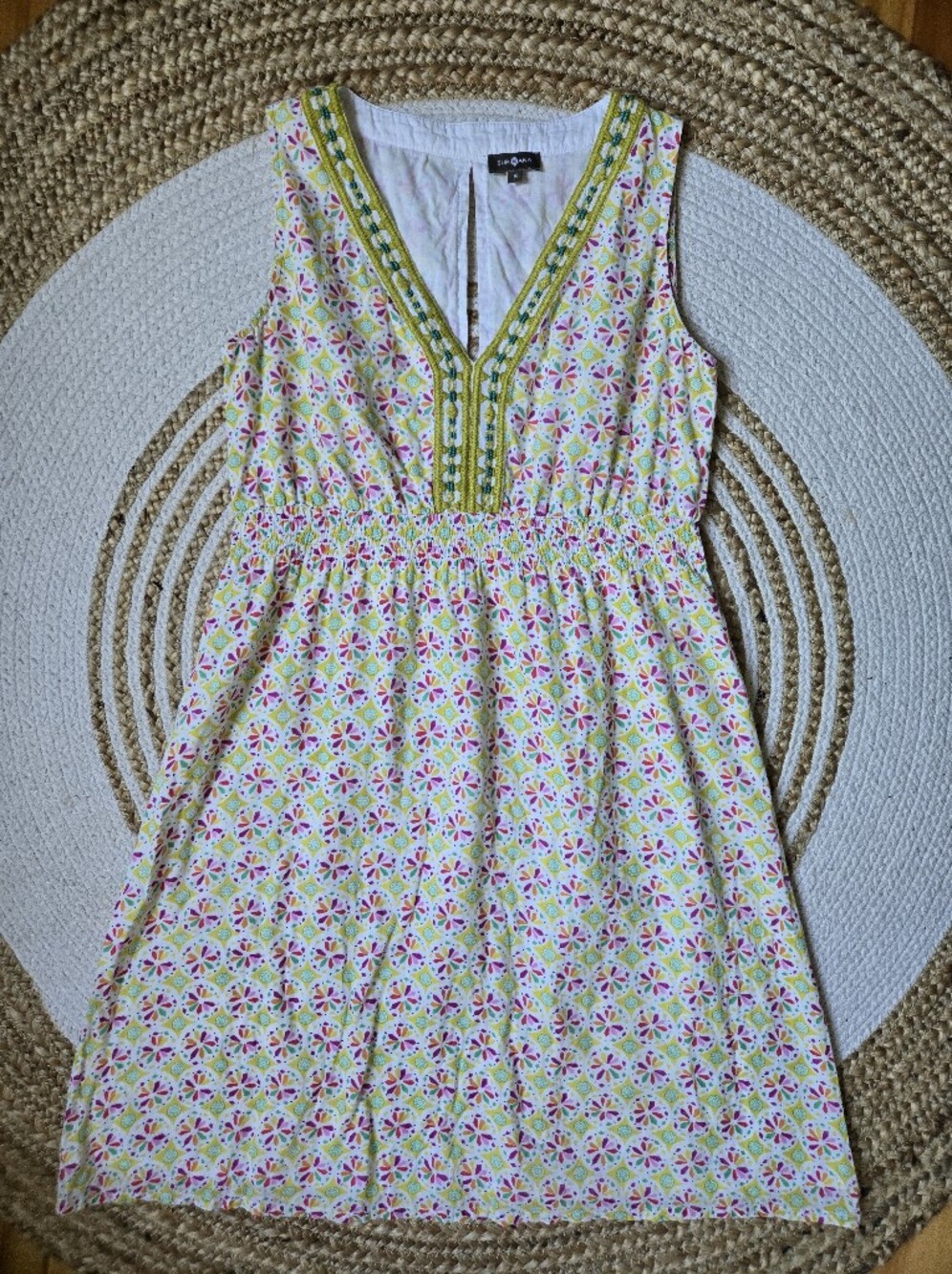 Surkana V-Neck Mini Beaded Dress Boho Festival Indie Vibes Whimsical Summer M